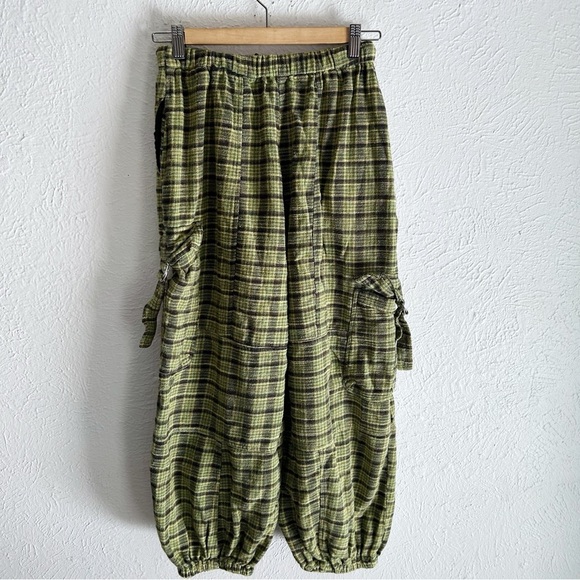 Urban Outfitters Jana Balloon Cargo Pant Plaid Green Skater XS - Picture 3 of 6